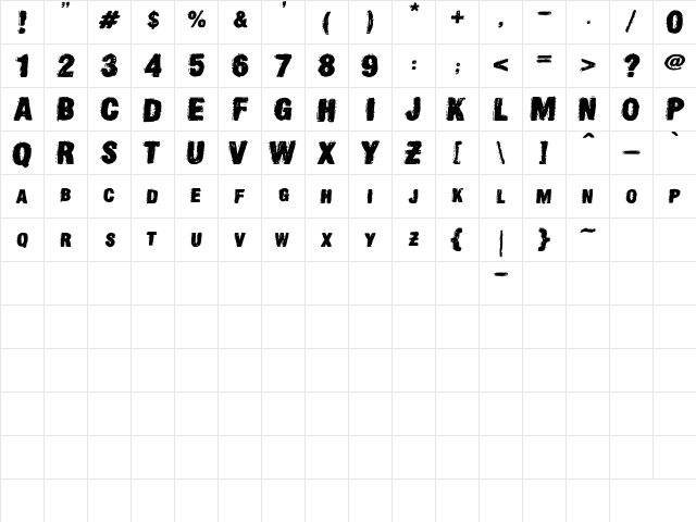 OldPress DSG Regular  glyph index