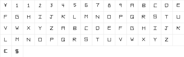 RawDiet Regular  glyph index