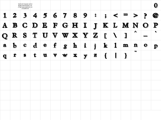 Chapou Relief Tryout Regular  glyph index