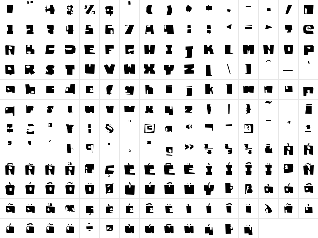 Badger Fatboy CTBT Regular  glyph index