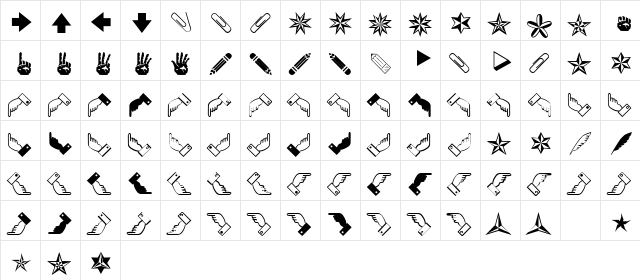 XPointedDesert Regular  glyph index
