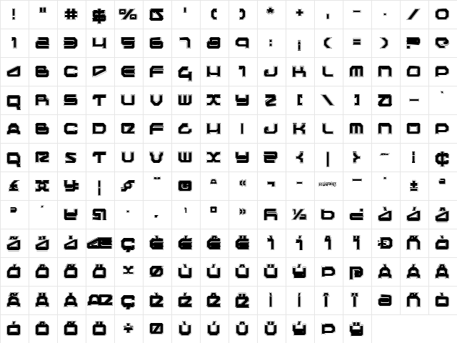 Traveler Pro Regular  glyph index