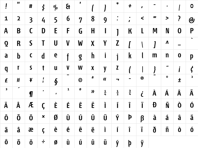 Fontana ND Ee OsF Semibold  glyph index