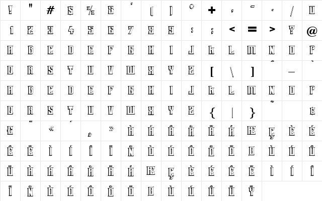 Hostel Regular  glyph index