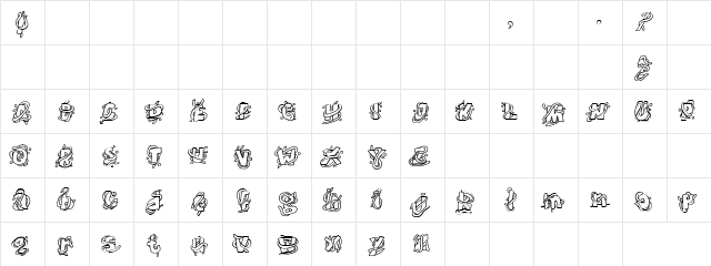 Crane Safari Regular  glyph index
