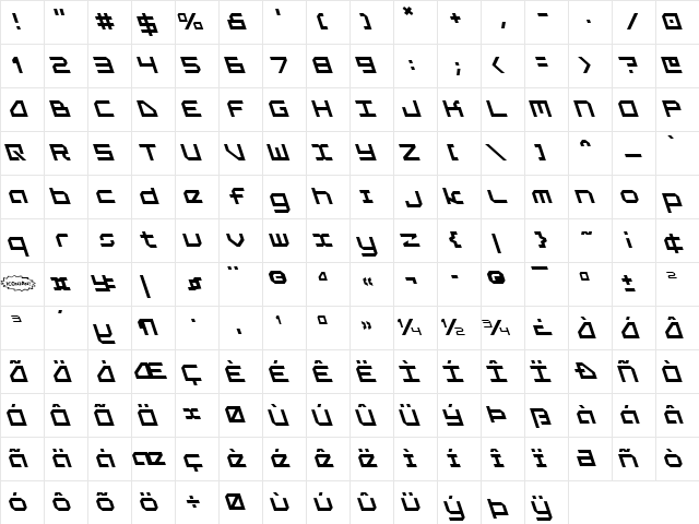 5th Agent Leftalic Italic  glyph index