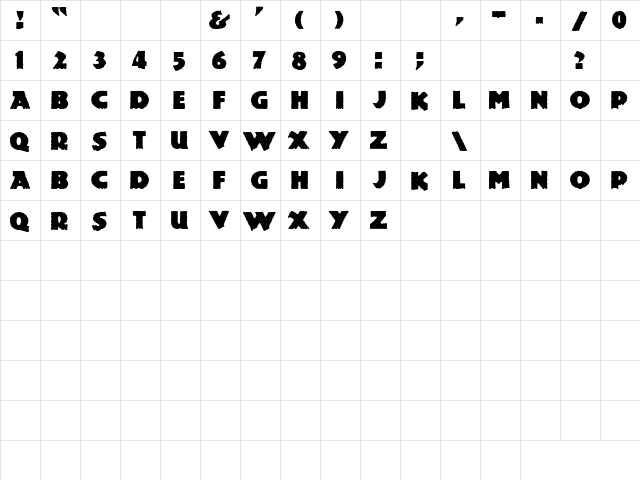 God Of Thunder 2 Regular  glyph index