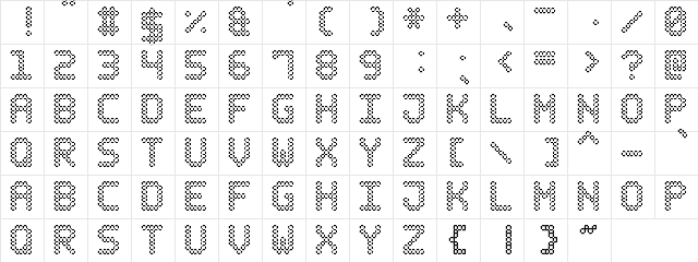 Bubble Pixel-7 Regular  glyph index
