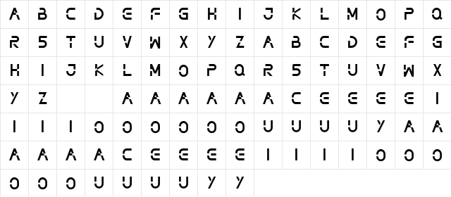 NOTHAN DEMO Regular  glyph index
