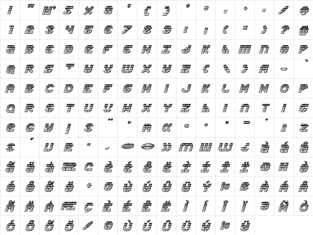 Zoom Runner Chrome Italic Italic  glyph index