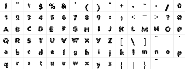Shady Fonts Regular  glyph index