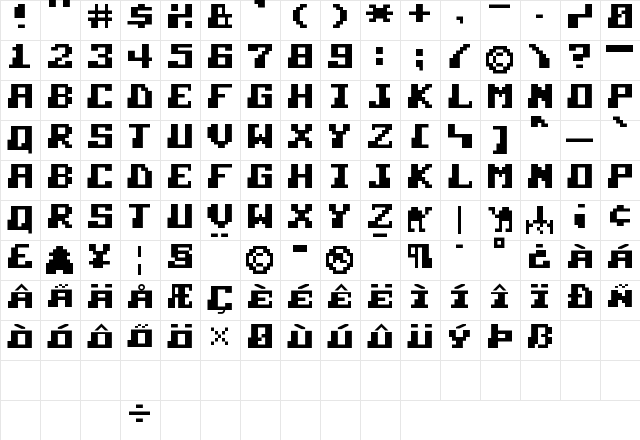Mutant Camels Regular  glyph index