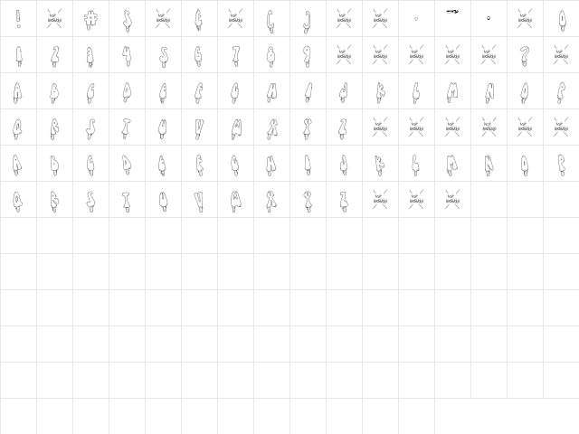 CK Popsicle Regular  glyph index