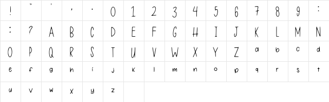 One Of My First Fonts Regular  glyph index