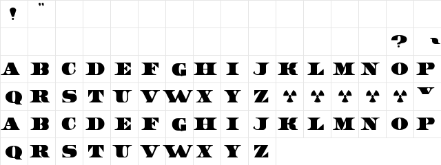 Thudz Regular  glyph index