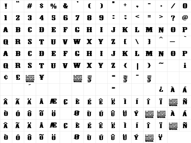 El Hispano Regular  glyph index