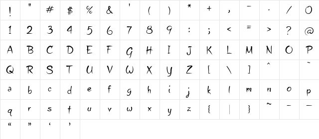 CK Boutique Regular  glyph index
