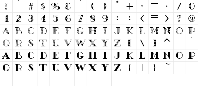 AC1-Easter Regular  glyph index