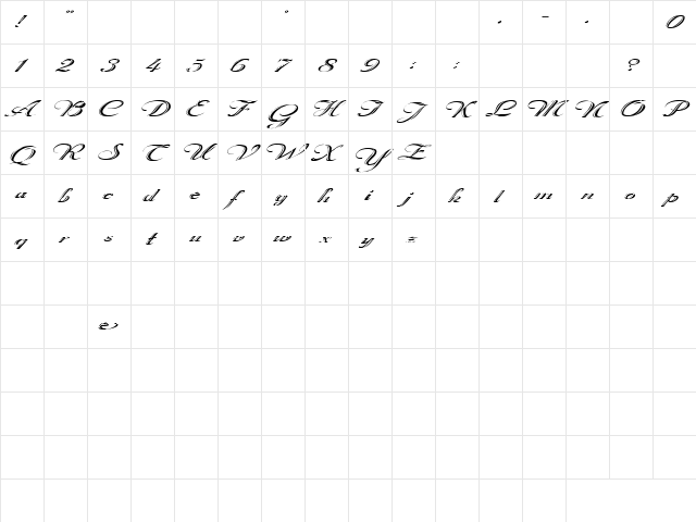 Church 6 Plain Italic  glyph index