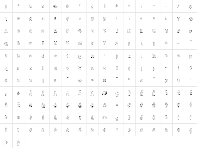 meatloaf shadow outline Regular  glyph index