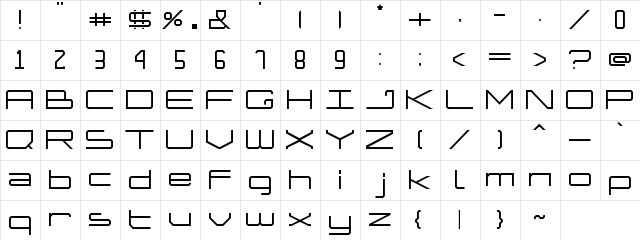 HERO Regular  glyph index