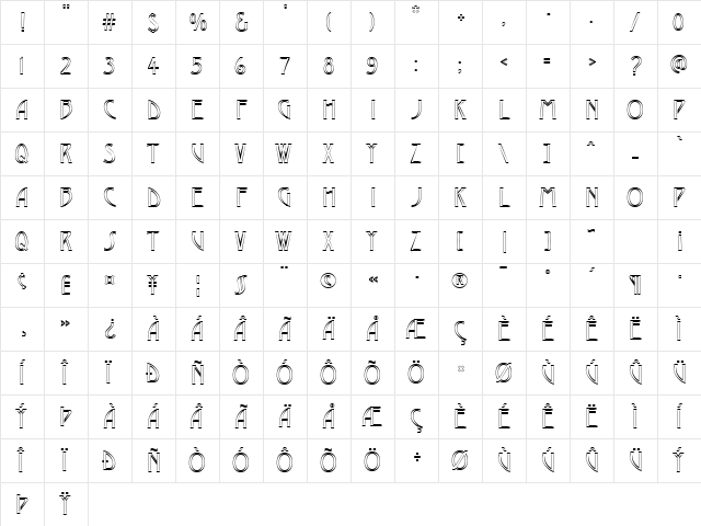 Desdemona Regular  glyph index