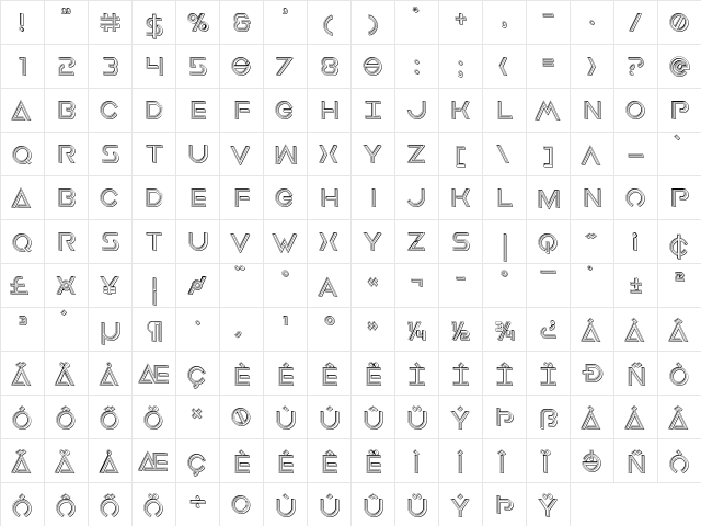 Earth Orbiter Engraved Regular  glyph index