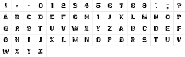 Essere Filled Regular  glyph index