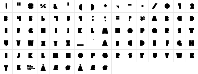 Big Fat Ugly Cow Regular  glyph index