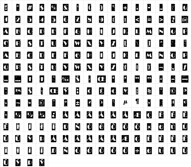 a_BentoCmStNt Regular  glyph index
