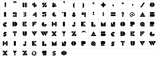 Constructivist Line  glyph index