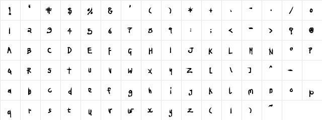 Close Up Regular  glyph index