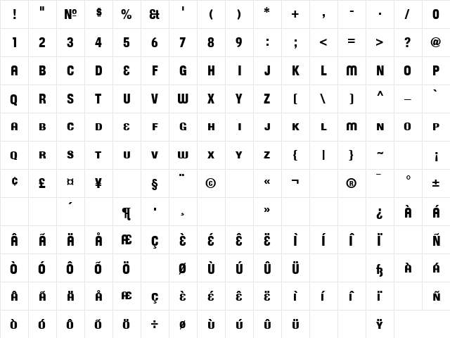 CorpusGothic AltSmallCaps  glyph index