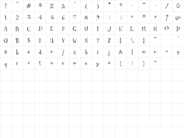 CK Fantasy Regular  glyph index