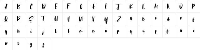 Ohayo Billie Regular  glyph index