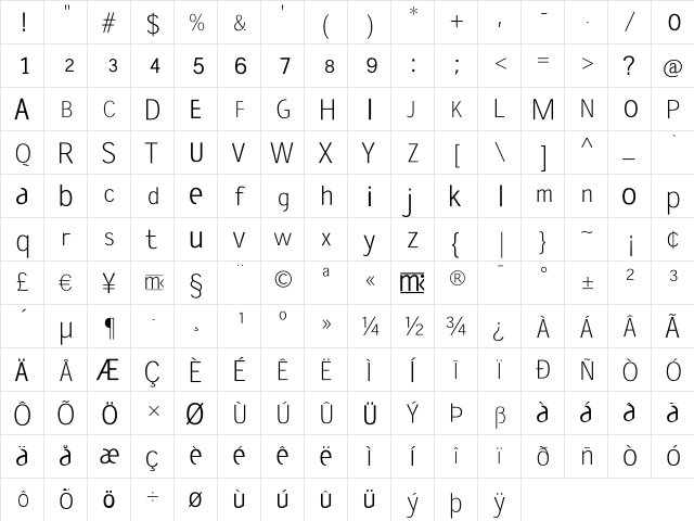 Diversitia Regular  glyph index