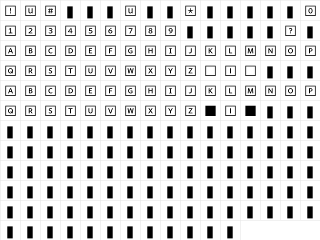 WhitneyIndexWhite SquareMd  glyph index