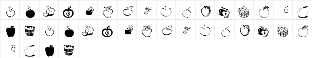 KR Apple A Day Regular  glyph index