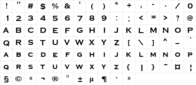 a_CopperGothCpsExp Regular  glyph index
