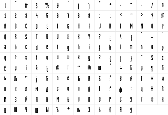 MartenCyr Medium  glyph index