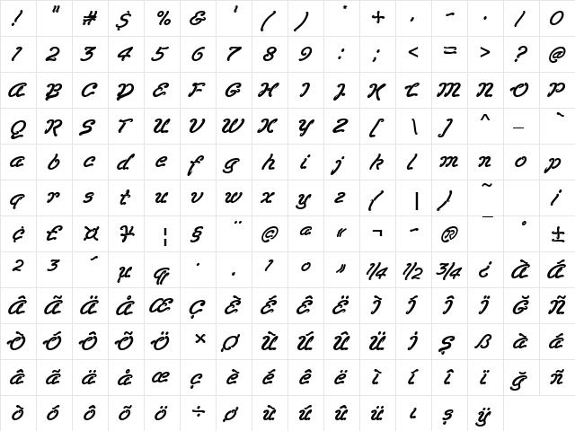 00855 Regular  glyph index