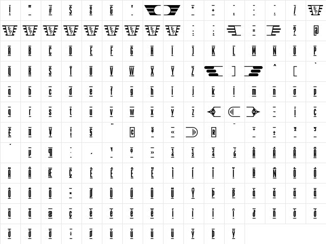 The Juke Box FFP  glyph index