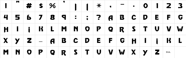 Vulgar Display Regular  glyph index