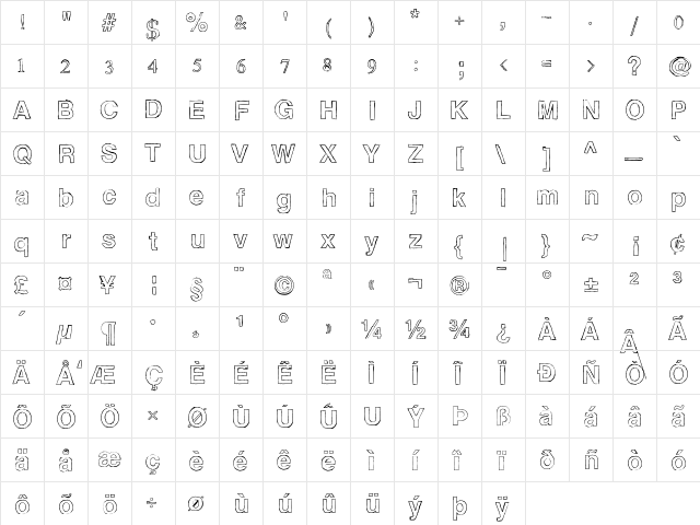PamplonaScribble Medium  glyph index