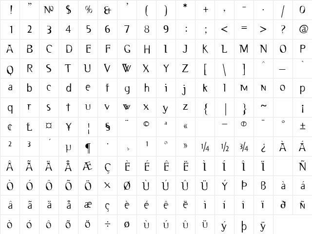 2RebelsDeux Regular  glyph index