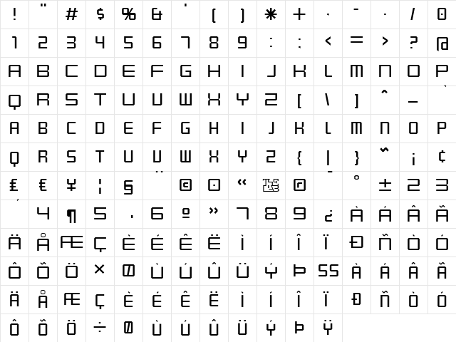 Karnivore Lite Regular  glyph index