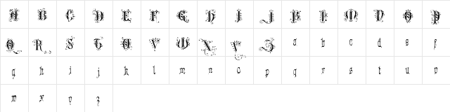 Romantically Yours Regular  glyph index