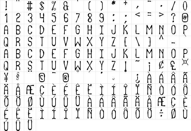 Afrika Safari Rebuild St Regular  glyph index