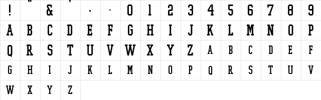 College Boy  glyph index