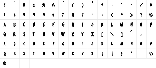 Bucket O Blood Regular  glyph index